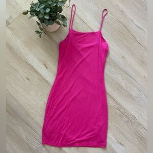 Diosa Hot Pink Spaghetti Strap Mini Bodycon Dress